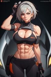 1girls abs ai_generated bare_arms bare_legs bare_shoulders bare_thighs bea_(pokemon) big_breasts clothed clothing color female female_focus female_only fit_female game_freak gigiti grey_eyes grey_hair gym_leader hi_res large_breasts light-skinned_female light_skin looking_at_viewer muscles muscular muscular_arms muscular_female muscular_legs muscular_thighs nintendo pokemon pokemon_ss pokemon_trainer short_hair solo solo_female tagme thick_thighs