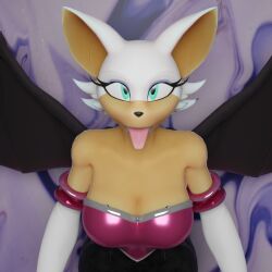 3d 3d_model ahe_gao anthro background big_breasts breasts furry green_eyes hi_res hips looking_up mobian mobian_(species) mobian_bat rouge_the_bat sega solo sonic_(series) sonic_adventure_2 sonic_the_hedgehog_(series) tongue tongue_out warfaremachine