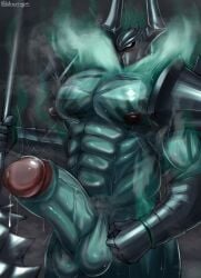 big_penis draringoa erection gay green_penis helmet huge_cock league_of_legends male male_only mordekaiser muscular muscular_male nipples penis riot_games solo tagme touching_nipples