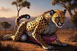 1boy ai_generated animal_genitalia animal_penis big_penis cheetah dripping dripping_precum feline feline_genitalia feline_penis feral giant_penis gigantic_penis hi_res high_res high_resolution highres huge_balls huge_cock hyper_penis jasiri male male_focus male_only penis penis_focus penis_out precum precum_drip precum_dripping precum_on_penis precum_string presenting presenting_penis solo zoophilia