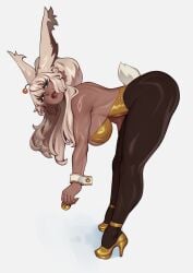 1girls 2024 bent_over bunny_ears bunny_girl bunny_tail bunnysuit female female_only final_fantasy final_fantasy_xiv freckles green_eyes heels lilisette_illderthane long_hair looking_at_viewer pantyhose side_view smiling smiling_at_viewer solo thick_thighs truedevirish very_high_resolution viera white_background white_hair wrist_cuffs