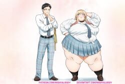 1boy 1girls alternate_body_type bbw belly belly_overhang big_belly big_breasts big_hips big_legs big_thighs bigger_female blonde_hair choker chubby chubby_cheeks chubby_female fat fat_female fat_legs fat_thighs female front_view gojou_wakana huge_belly huge_breasts huge_hips huge_thighs kitagawa_marin large_belly large_breasts large_hips large_thighs male maxfullbody obese obese_female overweight overweight_female puffy_cheeks school_uniform size_difference skirt sono_bisque_doll_wa_koi_wo_suru thick thick_thighs tie voluptuous voluptuous_female wide_hips