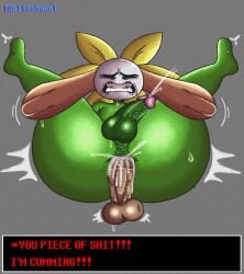 2boys big_ass big_butt big_penis cum cum_in_ass deltashake dialogue dialogue_box flowey_the_flower flowey_with_nothing_else_but_a_massive_ass male male_only pained_expression penis plant tagme text undertale undertale_(series)