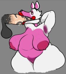 1girls animatronic armpit_hair big_breasts blowjob chubby chubby_female exposed_pussy fellatio five_nights_at_freddy's hands_over_head horsecock mangle_(fnaf) naked oral pink_body pubic_hair robot_tongue robotic_tongue sagging_breasts sharp_teeth slimey_art white_body wide_hips