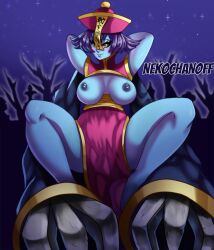 1girls blue_skin breasts chinese_clothes darkstalkers hsien_ko jiangshi lei-lei lei_lei nekochanoff nipples thighs