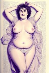 ai_generated belly bernard_black big_breasts black_books breasts chubby chubby_male dylan_moran illustration laying_on_bed male male_focus male_only naked naked_male nightgown nipples pussy soft soft_body soft_breasts soft_tummy solo solo_focus thick thick_thighs transparent_clothing tummy