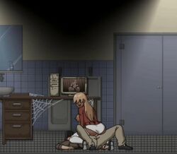 1boy 1girls big_penis blonde_hair clothed clothed_sex cowgirl_position crimson_bird dark-skinned_female game_cg interracial light-skinned_male lustful_spirit_hunt riding riding_penis sex vaginal_penetration white_panties