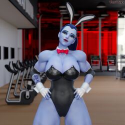 1girls 3d abs amelie_lacroix ass big_ass big_breasts blizzard_entertainment bowtie bunny_ears bunny_girl bunny_tail bunnysuit easter female female_only fit fit_female looking_at_viewer muscular muscular_female overwatch overwatch_2 purple_skin solo tattoo thick_thighs vonsvaigen wide_hips widowmaker yellow_eyes