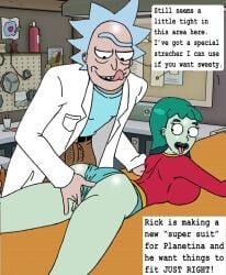 1boy 1girls age_difference blue_hair fingering fingering_pussy green_skin imminent_sex large_breasts old_man older_male older_male_younger_female older_man_and_teenage_girl planetina rick_and_morty rick_sanchez sbb