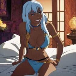 ai_generated atlantis:_the_lost_empire dark-skinned_female dark_skin disney kida medium_breasts sitting_on_bed smile