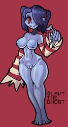 blue_hair blue_skin female female_only lavtheghost nude nude_female red_eyes skullgirls small_breasts squigly stiches stitched_mouth thick_thighs wide_hips zombie zombie_girl