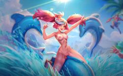 1girl 1girls arena_of_valor beach big_breasts krixi_(arena_of_valor) large_breasts nude nude_female pink_hair tagme