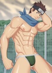 1boy bara boruto:_naruto_next_generations bulge jockstrap male male_nipples male_only muscular_male naruto naruto_(series) nipples sarutobi_konohamaru underwear zhadoiz