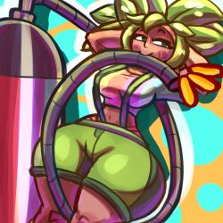 1girls air_tank boom_balloon_flower hose jstolpa overalls plants_vs_zombies thick_thighs thighs