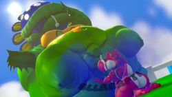 3d ass balls belly big_ass big_butt chubby cum dick english_text fart fat horny mario_(series) mrrainbow musky nintendo outdoors penis petey_piranha plant red_yoshi source_filmmaker super_mario_sunshine tagme text yoshi