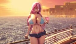 3d anya_jackal big_breasts bikini bimbo huge_breasts large_breasts megurine_luka mmd pink_hair tagme vocaloid