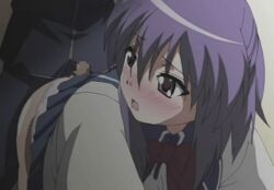 1boy animated animated ass blush buttjob censored female frottage fujino_shion hatsu_inu panties penis purple_eyes purple_hair