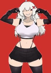 1girls ahoge belly belly_button big_breasts breasts busty cosplay erispheria goddess hair_ornament jackreaper red_eyes short_skirt smile tifa_lockhart_(cosplay) virtual_youtuber vtuber white_hair wide_hips youtube youtube_hispanic