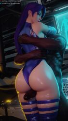 1boy 1girls 3d 9:16 animated ass ass_focus big_ass bouquetman clothed_female_nude_male dark-skinned_male hug huge_ass interracial leotard light-skinned_female light_skin looking_at_viewer looking_back makeup psylocke purple_hair shorter_than_30_seconds standing straight tagme thick_thighs thigh_boots thigh_job thigh_sex thighhighs vertical_video video voluptuous