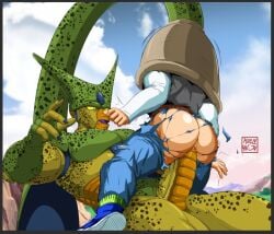 2boys absorption anal anal_sex android_17 big_dick big_penis cell_(dragon_ball) cell_tail dragon_ball dragon_ball_z femboy gay gay_sex huge_cock imperfect_cell kelv male male/male male_only tail_absorption tail_vore vore