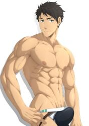 1boy bara bulge free! inunekostudio male male_nipples male_only muscular_male nipples penis_outline sousuke_yamazaki underwear yamazaki_sosuke