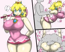 1boy 1girls 3koma anon arms_behind_back arms_held_back backsack balls big_ass big_breasts blonde_hair breasts clothing enigi09 female female/male female_focus from_behind from_behind_position hi_res hourglass_figure male male/female mario_(series) mario_tennis mating_press ponytail princess_peach sex sex_from_behind straight tennis_racket tennis_uniform vaginal_penetration voluptuous voluptuous_female white_background wide_hips