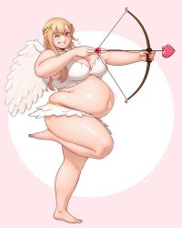 bbw belly_overhang better_with_salt big_belly big_female blonde_hair blush chubby chubby_female cosplay cupid's_arrow embarrassed fat fat_ass fat_female fat_fetish fat_girl fat_woman fatty kitagawa_marin large_female obese obese_female overweight overweight_female pig plump pork_chop pudgy_belly sono_bisque_doll_wa_koi_wo_suru thick_thighs tubby weight_gain