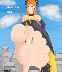 barefoot brawl_stars city destruction feet foot_fetish giantess itarka mariposa_piper_(brawl_stars) piper_(brawl_stars) sole_female