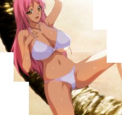 1girls aizawa_momoka areolae big_breasts big_nipples bikini bikini_top breasts busty female honoo_no_haramase_paidol_my_star_gakuen_z huge_breasts large_breasts nipples screenshot stitched t-rex_(animation_studio) third-party_edit voluptuous white_bikini