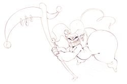 ass big_butt clothing darkner deltarune fool's_hat genitals hat headgear headwear huge_butt humanoid humanoid_pointy_ears imp jester jevil_(deltarune) male melee_weapon not_furry penis pointy_ears polearm scythe sharp_teeth simple_background smile solo teeth thick_thighs trashdrawy undertale_(series) weapon wide_hips