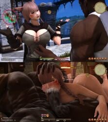 1boy 1girls 2koma 3d :>= animal_ears balls before_and_after big_ass big_breasts blowjob crying dark-skinned_male dark_skin debuff deepthroat face_fucking fellatio final_fantasy_xiv fingerless_gloves forced forced_oral forced_prostitution game_mechanics game_ui gpose(ffxiv) grabbing half-closed_eyes hand_on_head health_bar hud huge_cock instant_loss instant_loss_2koma interracial kawaii_awww money muscular muscular_male naked nude oral oral_sex prostitution rape status_effect tagme tears_in_eyes used_as_an_object whored_out