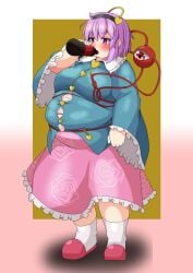 bbw belly_overhang big_belly big_female blush blush chubby chubby_female drinking embarrassed fat fat_ass fat_female fat_fetish fat_girl fat_woman fatty large_female nerizou obese obese_female overweight overweight_female pig pink_hair plump pork_chop pudgy_belly satori_komeiji thick_thighs tight_clothes tight_clothing tight_fit touhou tubby weight_gain