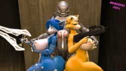 alien anthro arbiter_(halo) ass assault_rifle big_breasts big_butt big_penis blue_body blue_fur bodily_fluids breast_grab breasts canid canine cum curvy_figure domizoni energy_sword erection female fox fox_mccloud fur genital_fluids genitals green_eyes grey_body grey_scales grope group gun halo halo_(series) hand_on_breast hi_res huge_cock krystal krystal_(star_fox) leaking_cum male male/female mammal melee_weapon microsoft mtf_crossgender nintendo nipples nude_anthro nude_female nude_male penis pink_nipples ranged_weapon rifle rule_63 sangheili scales star_fox sword thick_thighs trio voluptuous voluptuous_female warfare_krystal warfaremachine weapon wide_hips xbox_game_studios yellow_body yellow_eyes yellow_fur