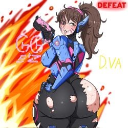 1girls ass big_ass big_breasts breasts busty curvaceous curvy curvy_body curvy_female curvy_figure d.va female huge_ass murox78 overwatch overwatch_2 torn_clothes torn_clothing voluptuous