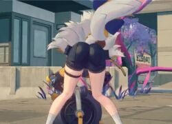 1girls ass ass_focus blonde_hair booty_shorts dat_ass fat_ass female female_only gameplay huge_ass in-game ju_fufu ju_fufu_(zenless_zone_zero) leaning_forward light-skinned_female light_skin mp4 multicolored_hair no_sound short_playtime shorter_than_10_seconds slow_motion socks solo swaying_ass tagme tail thigh_strap tiger_girl tiger_tail tight_pants video white_hair zenless_zone_zero