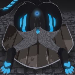 1:1 adreanopolis anthro anus ass ass_up butt_focus chainmail chainmail_lingerie clothing digital_media_(artwork) digital_painting_(artwork) felid feline femboy fur fur_markings genitals glowing glowing_genitalia glowing_markings glowing_penis glowing_tail hi_res legwear male mammal markings medieval medieval_fantasy medieval_shield nude painting_(artwork) pawpads paws penis skyteks solo stockings tail thigh_highs tron_lines ych_clothing