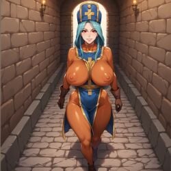 ai_generated dragon_quest dragon_quest_iii female horny human human_female indoors light-skinned_female light_skin monster priest priest_(dq3) priestess solo solo_female