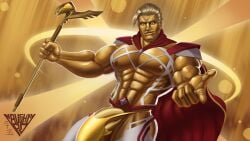 adam_warlock adam_warlock_(marvel_rivals) bara big_penis blonde_hair bulge gay gold_skin guardians_of_the_galaxy male male_only marvel marvel_comics marvel_rivals muscular muscular_male naughty_po revealing_clothes solo_male thong