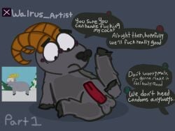 4:3 animal_genitalia animal_penis anthro balls bighorn_sheep bovid caprine comedy_central english_text fur genitals grey_body grey_fur hi_res hooves leg_grab male male/male mammal paramount_pictures penis profanity ram ram_horn rammyariesgoated red_penis sheep solo south_park story text twitter twitter_logo walrus_artist walrus_second