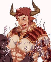 2boys abs agielba agieruba armor bara blush breast_sucking breastfeeding draph facial_hair granblue_fantasy horns lactation male male_lactation male_only milk milk_squirt multiple_boys muscle muscles nipple_holes nipple_slits nipple_tweak nipples pecs red_hair short_hair sideburns tattoo tongue tongue_out yaoi