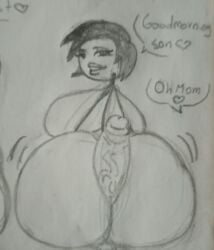 1boy arya_winninson ass big_ass big_breasts big_penis buttjob covered_buttjob female huge_ass incest kaxta looking_at_viewer male male/female massive_breasts milf mother mother_and_son pov pov_eye_contact sex short_hair son stick_figure stickman straight