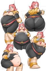 axel-rosered big_ass big_belly color colored_sketch mega_man mega_man_x nana_(mega_man) obese ripped_clothing tagme