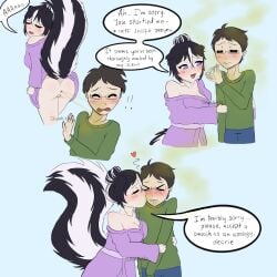 1boy 1girls accident almost_naked anal_glands anus apologetic apologizing apology artist_logo artist_name artist_signature ass ass_cleavage ass_crack ass_focus ass_up asshole baby_talk bathrobe bathrobe_only black_and_white_fur black_and_white_hair black_hair blue_pants blush blush_lines blushing_at_another blushing_female blushing_male breasts breasts_squeezed_together butt_crack butt_focus closed_eyes cute cute_face dialogue fanning fanning_face fart fart_cloud fart_fetish farting farting_in_face farting_on_another farting_on_face farts female female_focus femdom green_shirt hair_bun heart heart_symbol human kemonomimi kissing kissing_cheek lip_bite male malesub mommy mommy_dom mommy_kink no_bra no_panties original original_character patreon patreon_only_post purple_clothing pussy pussy_lips pussy_peek scared scared_expression scent scentplay short_hair skunk skunk_ears skunk_girl skunk_spray skunk_stripe skunk_tail skunkieloo smell smelly smelly_anus smelly_ass smelly_farts smiling smiling_at_partner spooked startled stink_fumes stink_lines stinky stinky_anus stinky_ass stinky_fart sweet white_hair