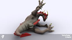 2015 3_fingers 3_toes 3d anus balls claws dragon erection horn male male_only presenting rangarig scalie solo toes varby