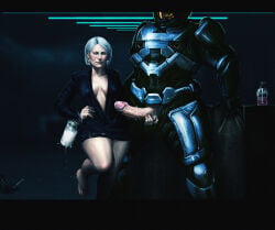 catherine_halsey cum cum_collecting gilf halo_(series) holding_penis jaguarart spartan_(halo)