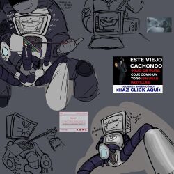 2boys computer expendable_(pressure) grey_skin handjob male male_only masturbation meme_in_the_background p.ai.nter_(pressure) penis pressure_(roblox) request robot screen_face self_upload sop.66 tagme text white_body wireplay yaoi