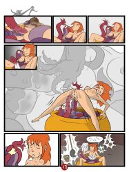 bodily_fluids circuit19 comic consentacles duo female hi_res human invalid_tag male mammal melusine orgasm stomach_bulge sweat tentacle vibrating