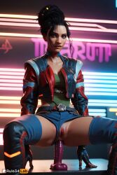 1girls ai_generated anal anal_dildo anal_insertion anal_masturbation anal_object_insertion belt black_gloves black_hair boots breasts brown_eyes brown_lips cd_projekt_red choker cleavage clothed_masturbation clothing_aside collarbone cropped_jacket cyberpunk_2077 dark-skinned_female dark_skin dildo dildo_in_ass dildo_insertion dildo_riding female female_masturbation female_only gloves green_leotard hi_res highleg highleg_leotard huge_dildo jacket leotard leotard_aside lips looking_at_viewer makeup masturbation medium_breasts mole nose object_insertion open_clothes open_jacket panam_palmer piercing public_indecency purple_dildo pussy riding_dildo rule34lab shorts solo spread_legs squatting squatting_on_dildo studded_dildo thigh_boots thighhighs uncensored updo wide_spread_legs