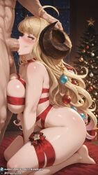 1girls ai_generated anila_(granblue_fantasy) barefoot big_breasts big_penis blonde_female blonde_hair blowjob breasts christmas curvy curvy_body curvy_female deepthroat draph draph_race_(granblue_fantasy) dreamyan_ai fellatio full_body granblue_fantasy hi_res high_quality high_resolution highres horns huge_breasts kneeling long_hair naked naked_female naked_ribbon nude nude_female oral oral_sex ribbon ribbon_bondage thick_ass thick_thighs thighs uncensored yellow_eyes
