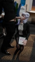 3d absurd_res alternate_outfit blender blowjob clothed_female evelynn insetick k/da_series kneeling league_of_legends lipstick lipstick_on_penis office_lady saliva